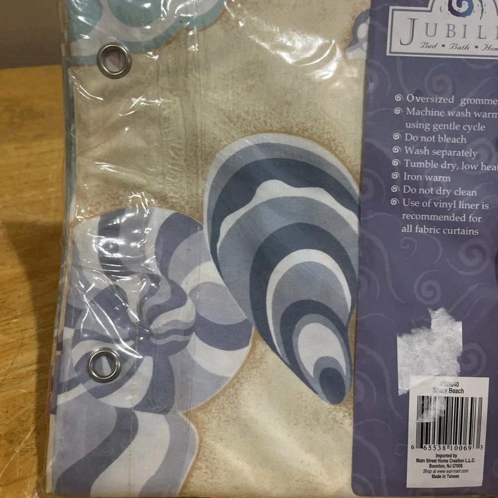 Vtg Jubilee‎ Shore Beach Seashell Fabric Shower Curtain 70x71